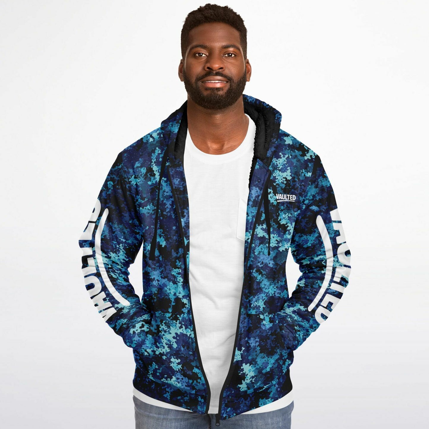VAULTED BAHAMA BLUES CAMO Microfleece Ziphoodie - AOP