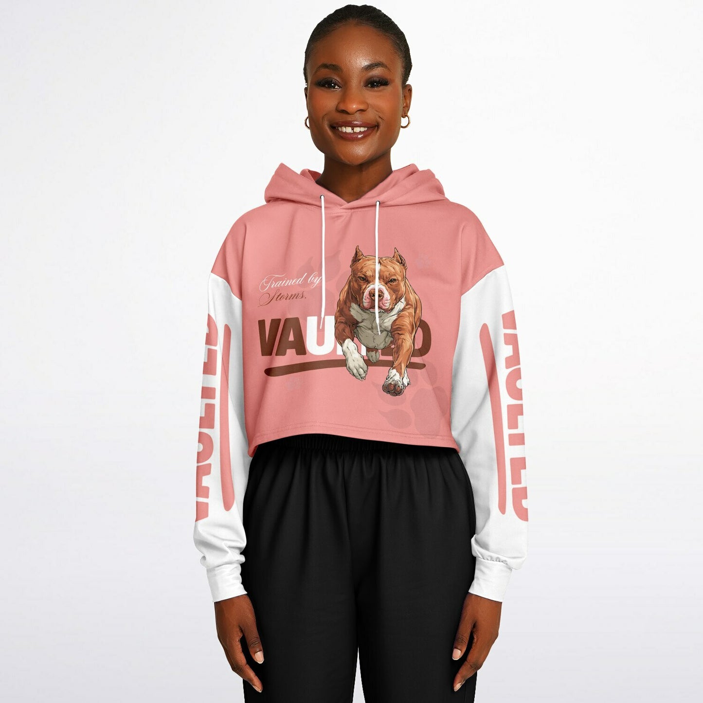 Women's Pink Pitbull Latte Dance Hoodie - AOP