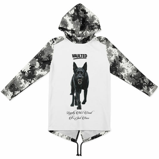 Black Mal Fashion Elongated Hoodie - AOP