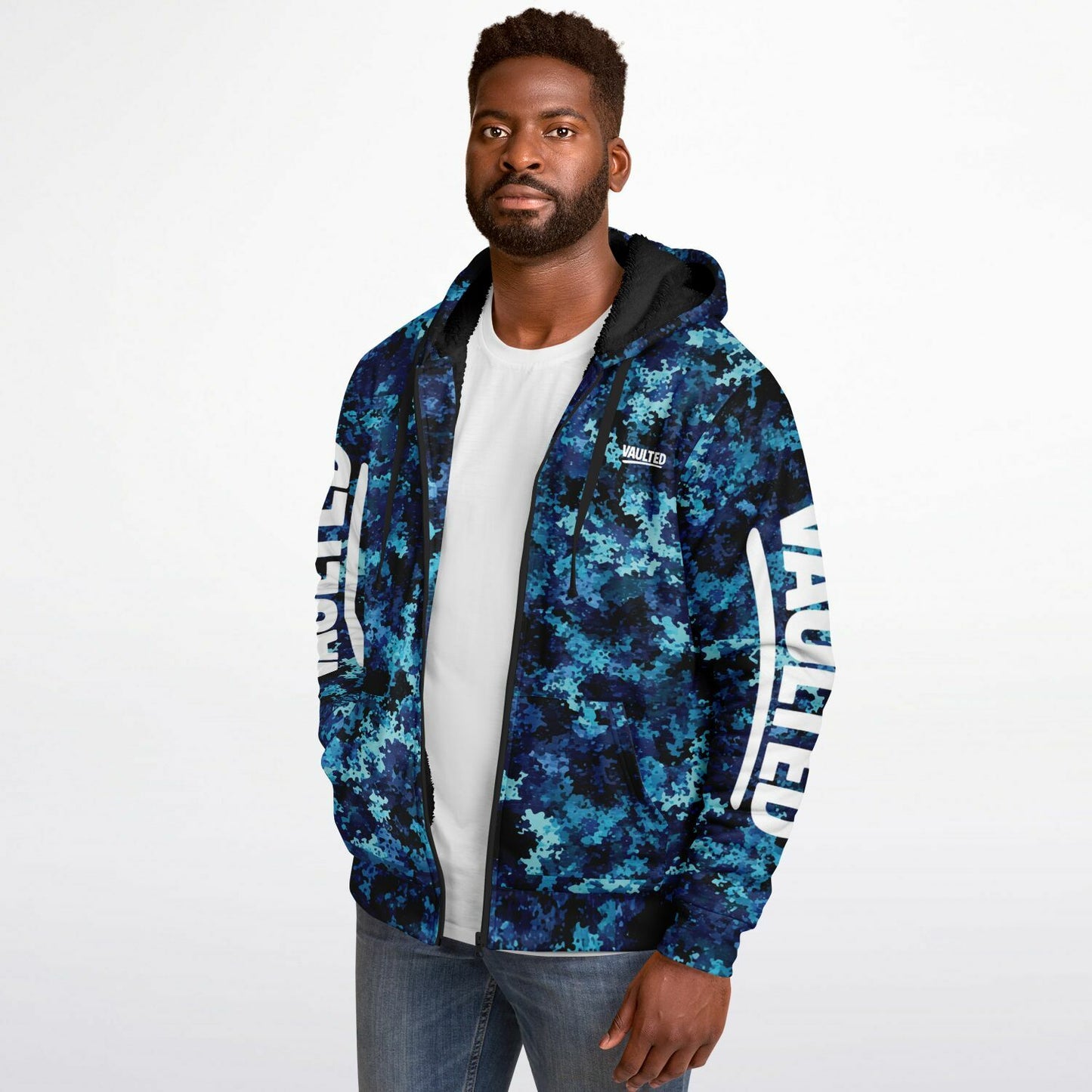 VAULTED BAHAMA BLUES CAMO Microfleece Ziphoodie - AOP