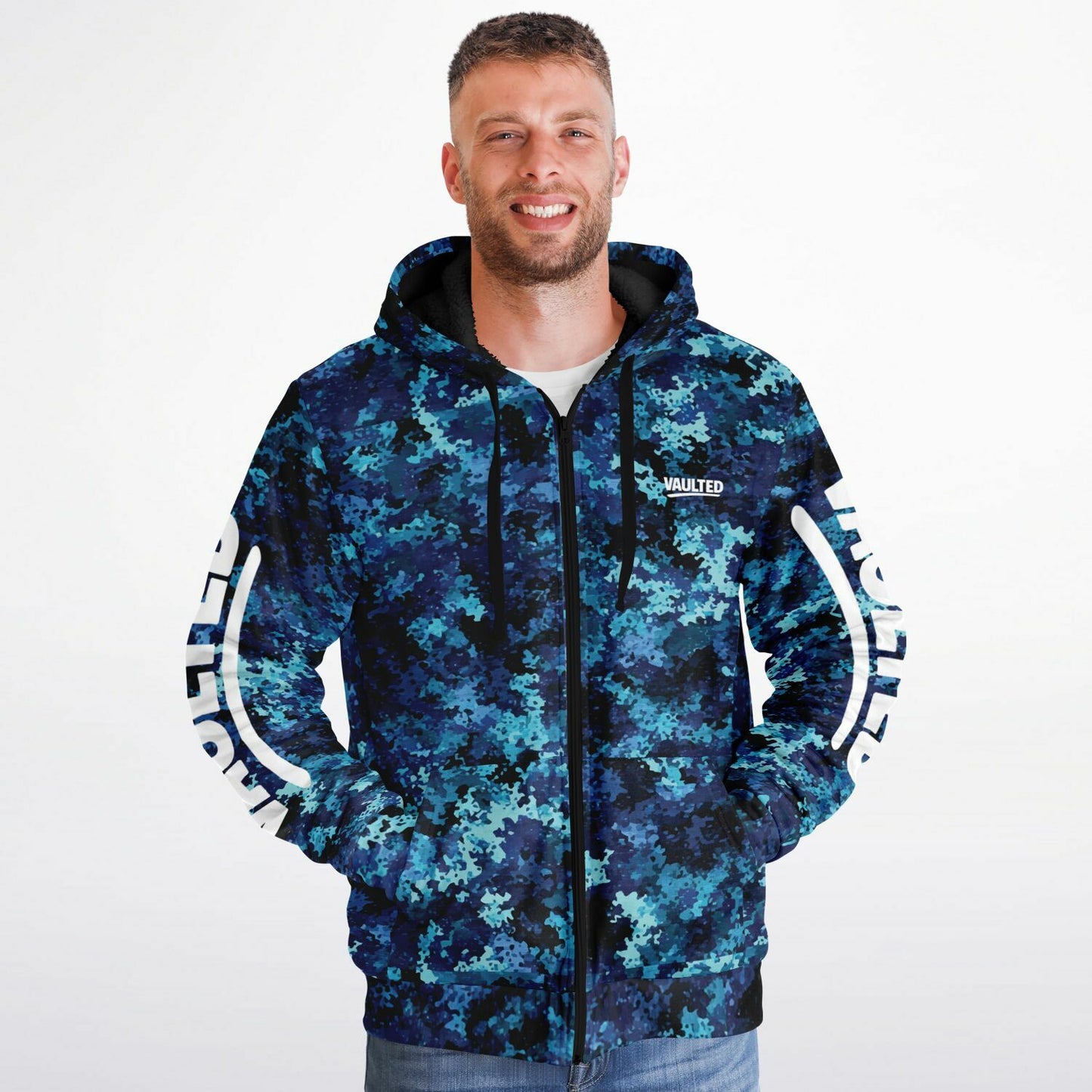 VAULTED BAHAMA BLUES CAMO Microfleece Ziphoodie - AOP