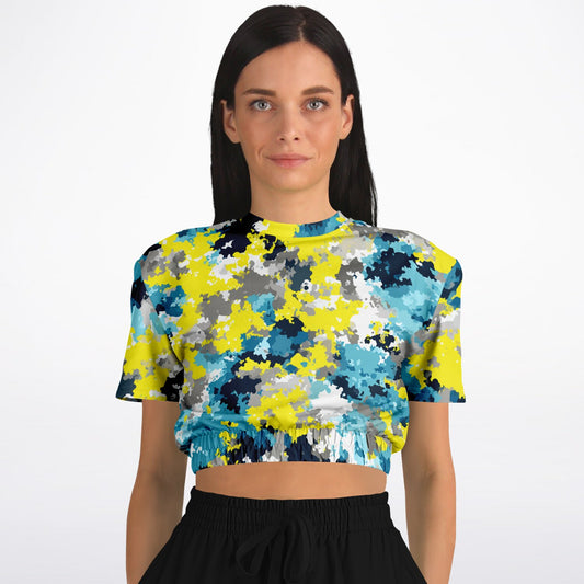 Athletic Cropped Short Sleeve Sweatshirt - AOP