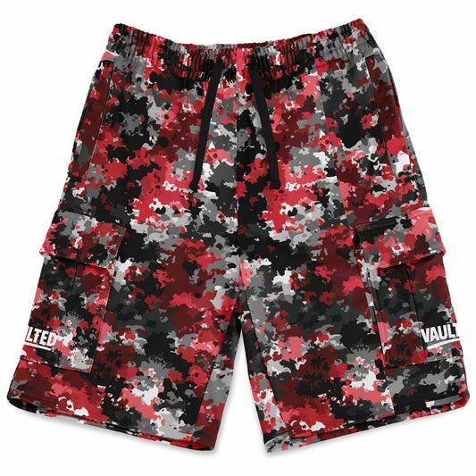 Heavyweight Red Camo Cargo Shorts - AOP