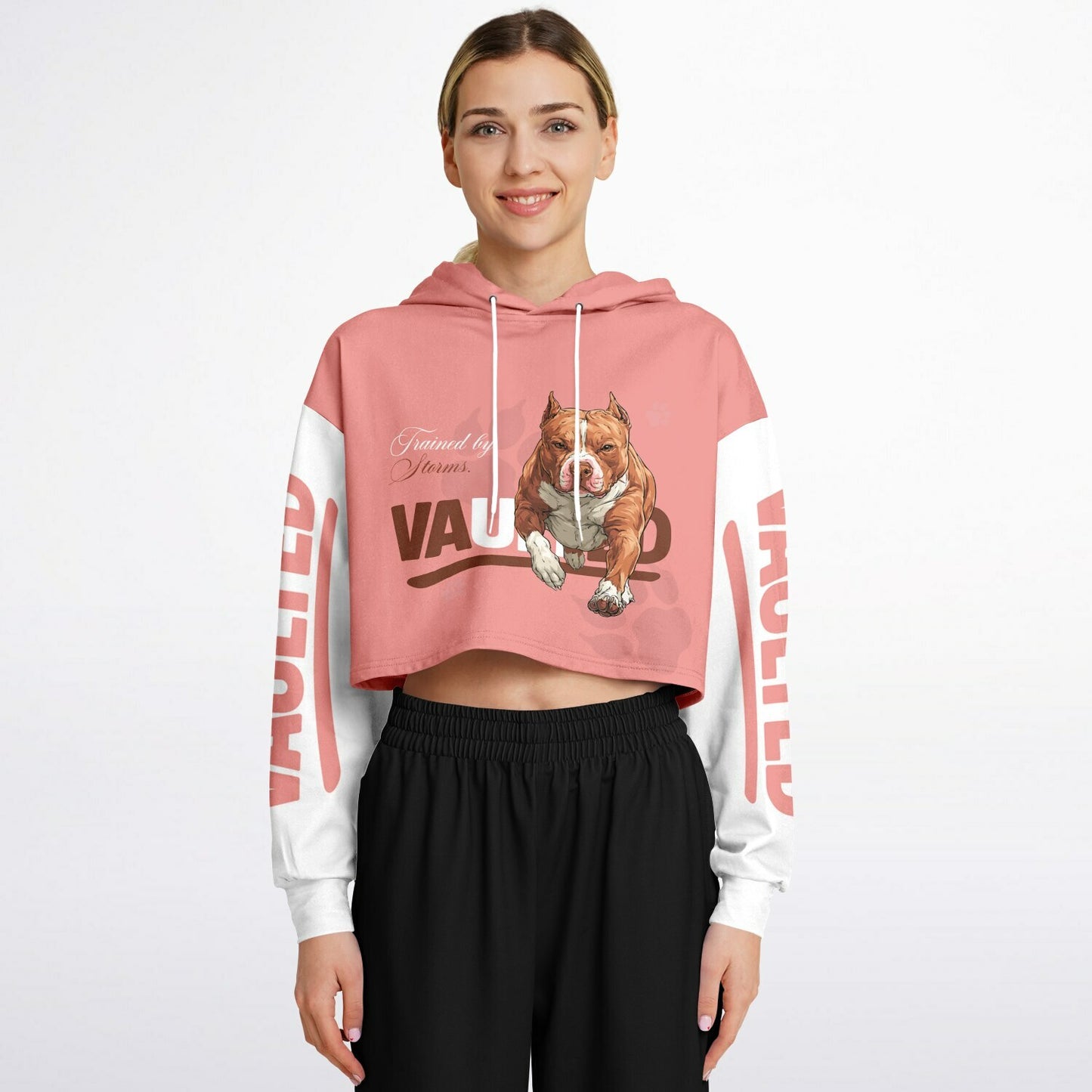 Women's Pink Pitbull Latte Dance Hoodie - AOP