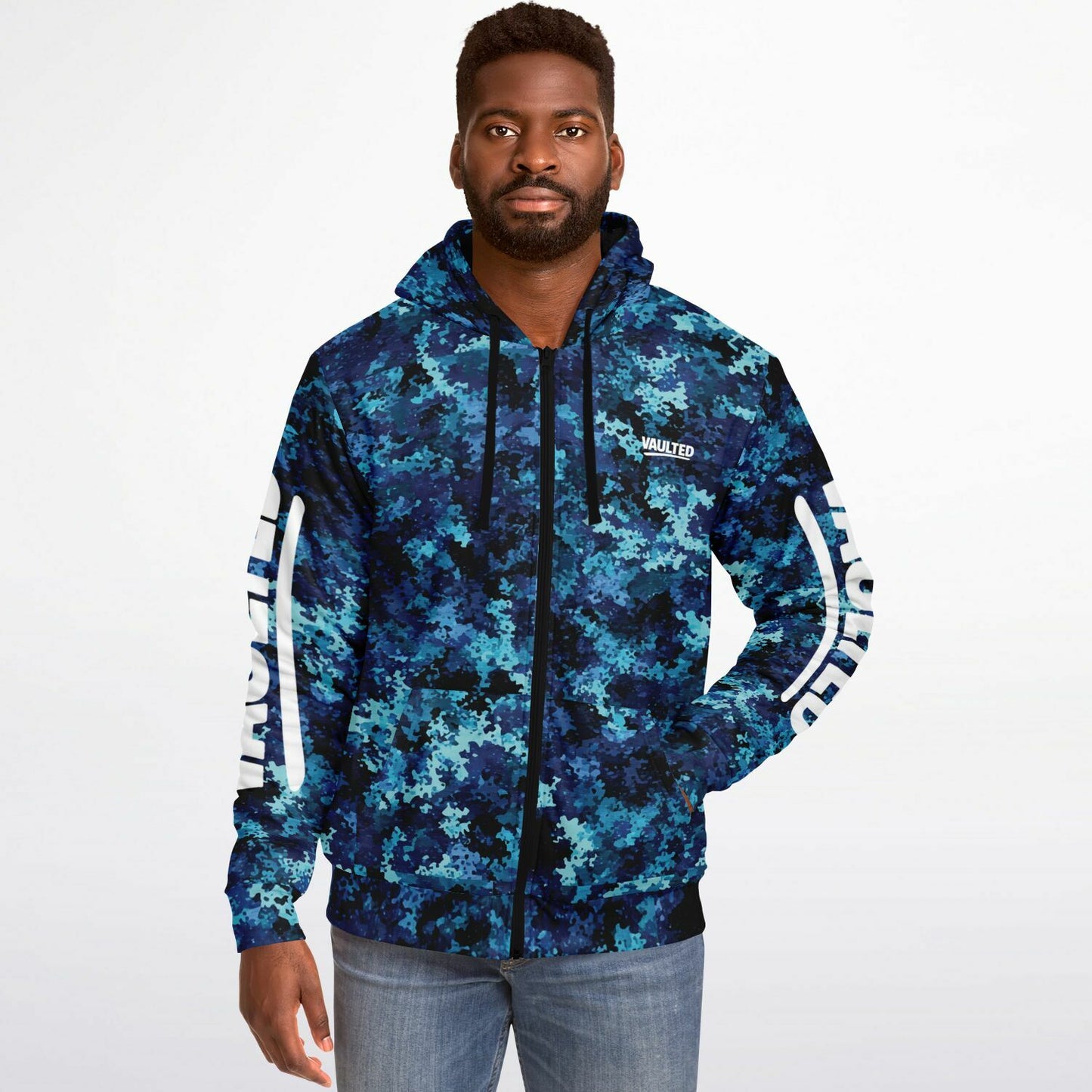 VAULTED BAHAMA BLUES CAMO Microfleece Ziphoodie - AOP